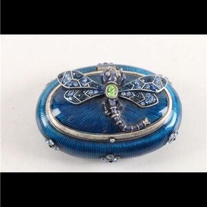 Elegant Blue Trinket Box with Dragonfly